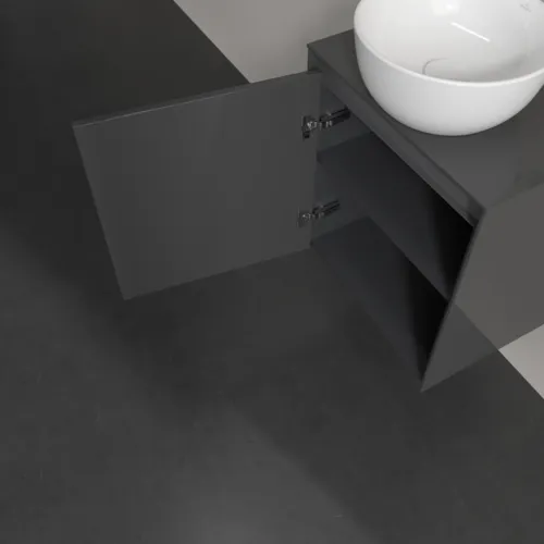 VILLEROY BOCH Collaro Waschbeckenunterschrank, mit Beleuchtung, 1 Tür, 500 x 548 x 380 mm, Glossy Grey / Glossy Grey #C148B0FP, Bild 7