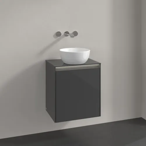 VILLEROY BOCH Collaro Waschbeckenunterschrank, mit Beleuchtung, 1 Tür, 500 x 548 x 380 mm, Glossy Grey / Glossy Grey #C148B0FP, Bild 2