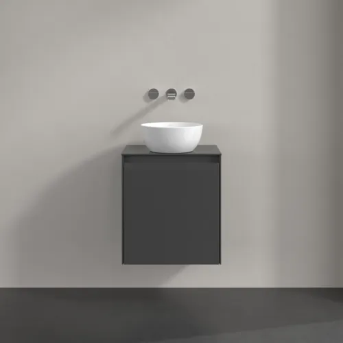 VILLEROY BOCH Collaro Waschbeckenunterschrank, mit Beleuchtung, 1 Tür, 500 x 548 x 380 mm, Glossy Grey / Glossy Grey #C148B0FP, Bild 3