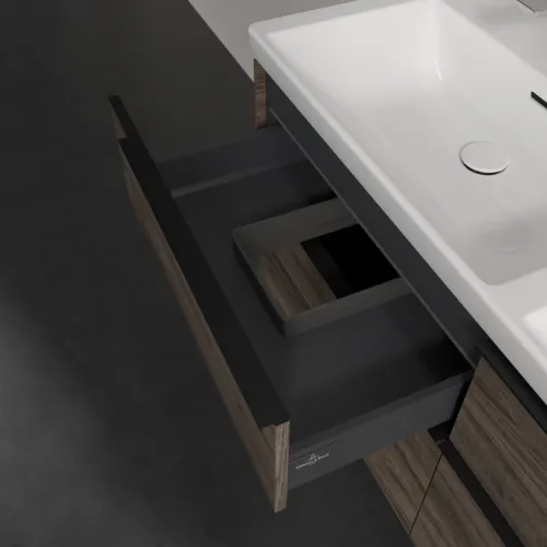 Bild von VILLEROY BOCH Subway 3.0 Waschbeckenunterschrank, mit Beleuchtung, 4 Auszüge, 1272 x 576 x 478 mm, Stone Oak #C568L1RK