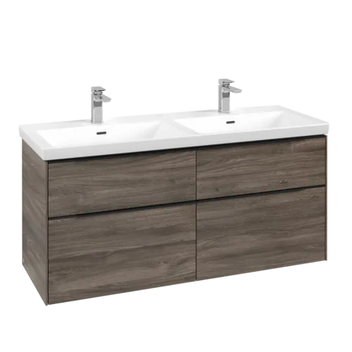 VILLEROY BOCH Subway 3.0 Vanity unit, with lighting, 4 pull-out compartments, 1272 x 576 x 478 mm, Stone Oak #C568L1RK resmi