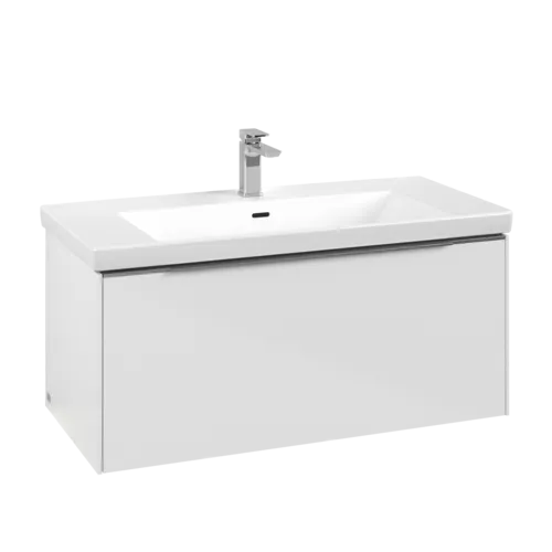 VILLEROY BOCH Subway 3.0 Vanity unit, with lighting, 1 pull-out compartment, 973 x 429 x 478 mm, Brilliant White #C569L0VE resmi