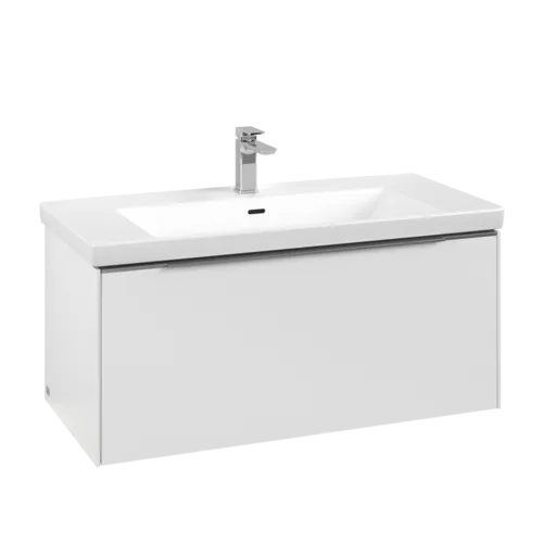 VILLEROY BOCH Subway 3.0 Vanity unit, with lighting, 1 pull-out compartment, 973 x 429 x 478 mm, Pure White #C569L0VF resmi