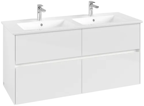 VILLEROY BOCH Collaro Vanity unit, with lighting, 4 pull-out compartments, 1261 x 610 x 480 mm, Glossy White #C147B0DH resmi