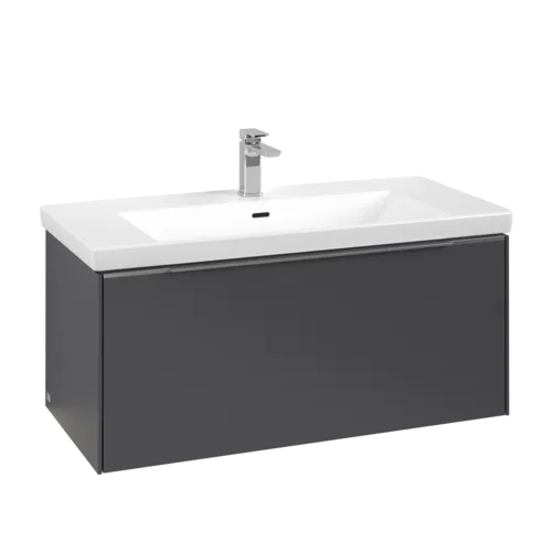 Зображення з  VILLEROY BOCH Subway 3.0 Vanity unit, with lighting, 1 pull-out compartment, 973 x 429 x 478 mm, Graphite #C569L0VR