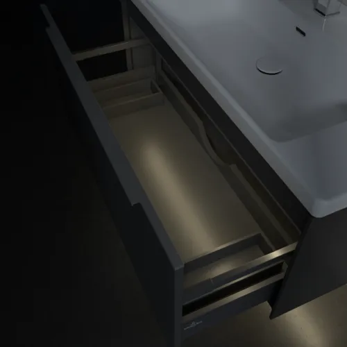 Bild von VILLEROY BOCH Subway 3.0 Waschbeckenunterschrank, mit Beleuchtung, 1 Auszug, 973 x 429 x 478 mm, Graphite #C569L0VR