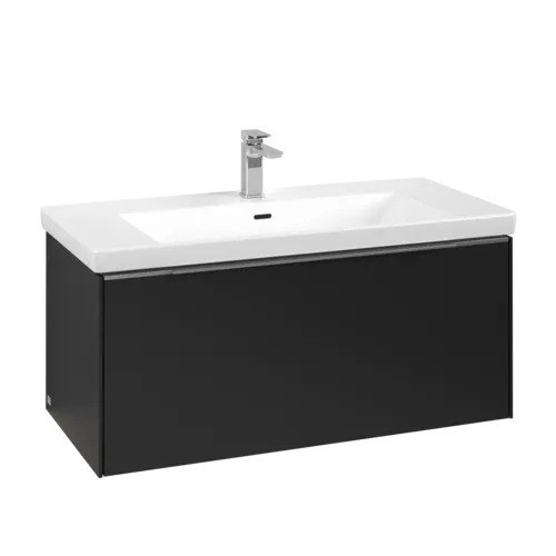 Picture of VILLEROY BOCH Subway 3.0 Vanity unit, with lighting, 1 pull-out compartment, 973 x 429 x 478 mm, Volcano Black #C569L0VL