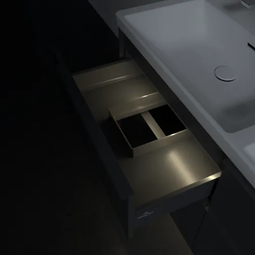 Obrázek VILLEROY BOCH Subway 3.0 Vanity unit, s osvětlením, 4 výsuvy, 1272 x 576 x 478 mm, grafitová barva #C568L2VR