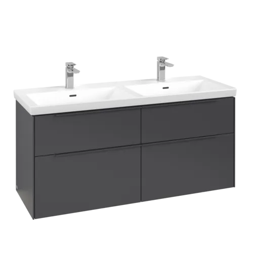 VILLEROY BOCH Subway 3.0 Vanity unit, with lighting, 4 pull-out compartments, 1272 x 576 x 478 mm, Graphite #C568L2VR resmi