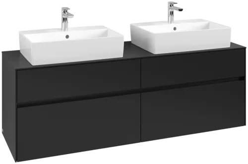 Picture of VILLEROY BOCH Collaro Vanity unit, with lighting, 4 pull-out compartments, 1600 x 548 x 500 mm, Volcano Black / Volcano Black #C137B0VL