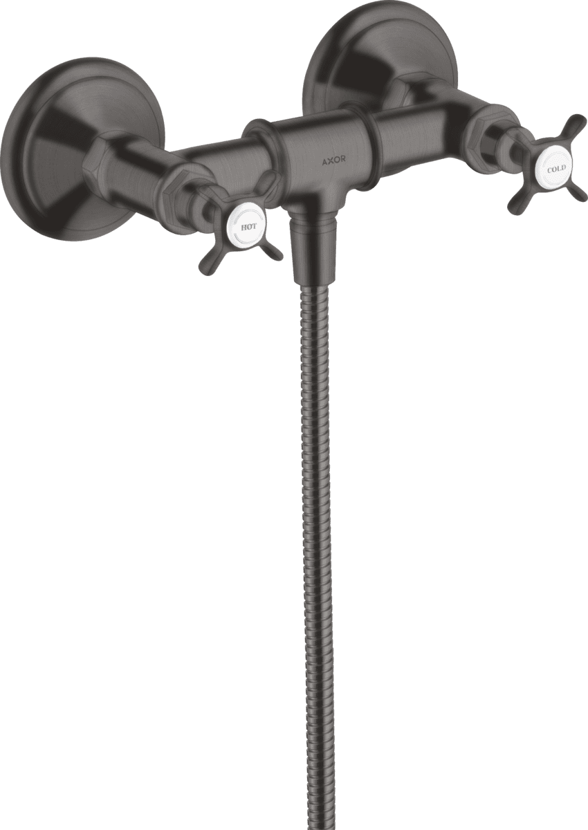 HANSGROHE AXOR Montreux 2-Griff Brausearmatur Aufputz mit Kreuzgriffen #16560340 - Brushed Black Chrome