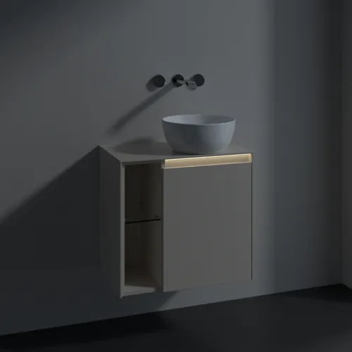 Bild von VILLEROY BOCH Collaro Waschbeckenunterschrank, mit Beleuchtung, 1 Tür, 600 x 548 x 380 mm, Cashmere Grey / Cashmere Grey #C151B0VN