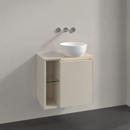 Bild von VILLEROY BOCH Collaro Waschbeckenunterschrank, mit Beleuchtung, 1 Tür, 600 x 548 x 380 mm, Cashmere Grey / Cashmere Grey #C151B0VN