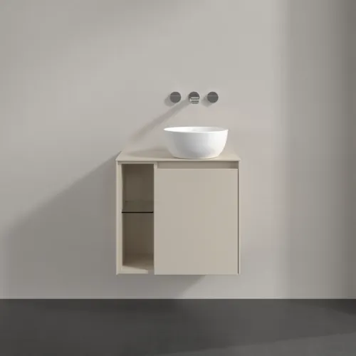 Bild von VILLEROY BOCH Collaro Waschbeckenunterschrank, mit Beleuchtung, 1 Tür, 600 x 548 x 380 mm, Cashmere Grey / Cashmere Grey #C151B0VN