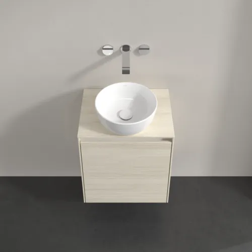 VILLEROY BOCH Collaro Waschbeckenunterschrank, mit Beleuchtung, 1 Tür, 500 x 548 x 380 mm, White Oak / White Oak #C148B0AA, Bild 4