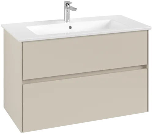 Picture of VILLEROY BOCH Collaro Vanity unit, with lighting, 2 pull-out compartments, 961 x 610 x 480 mm, Cashmere Grey #C145B0VN