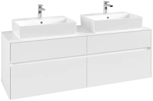 Picture of VILLEROY BOCH Collaro Vanity unit, with lighting, 4 pull-out compartments, 1600 x 548 x 500 mm, White Matt / White Matt #C137B0MS
