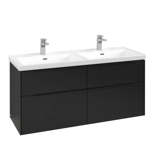 VILLEROY BOCH Subway 3.0 Vanity unit, with lighting, 4 pull-out compartments, 1272 x 576 x 478 mm, Volcano Black #C568L1VL resmi