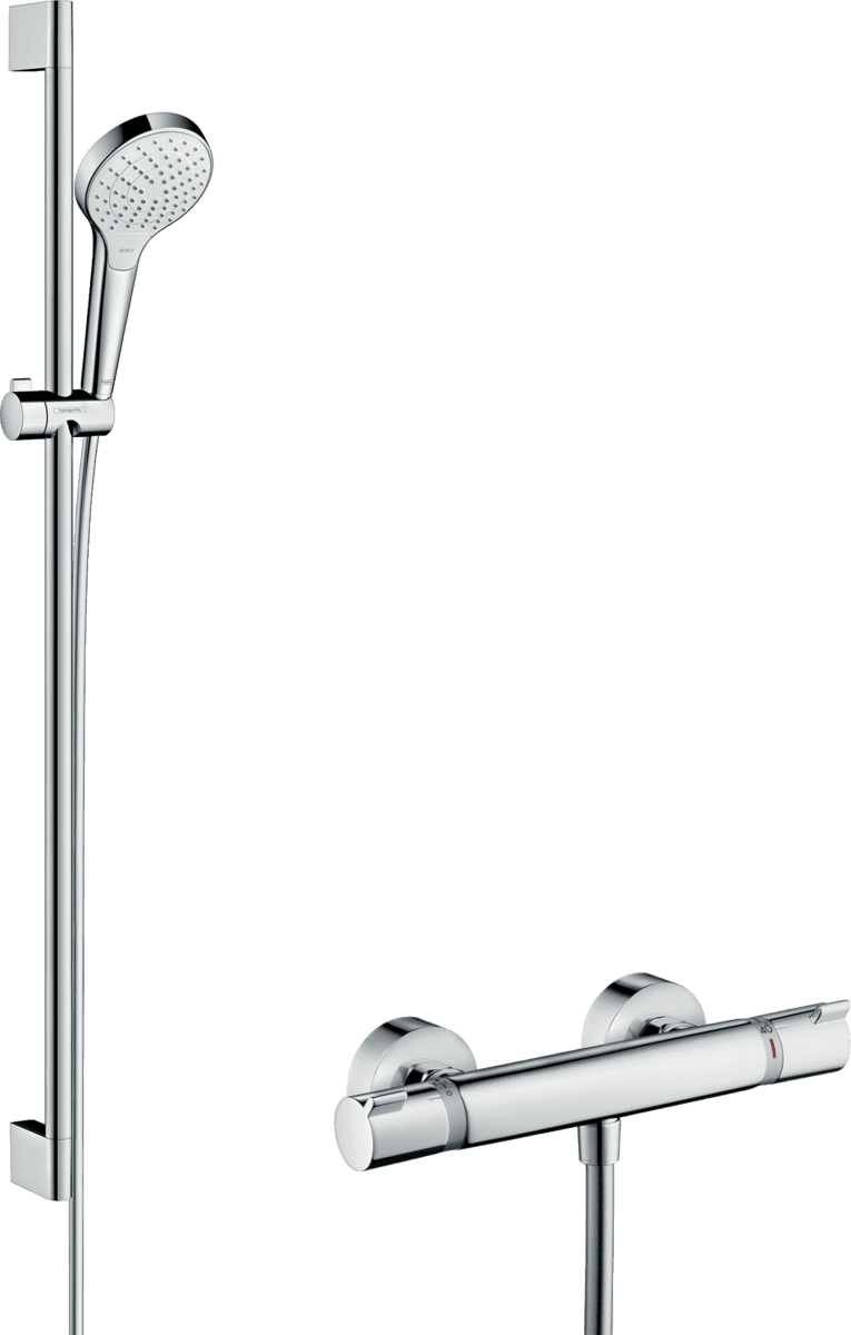 Bild von HANSGROHE Croma Select S Brausesystem Aufputz Vario mit Ecostat Comfort Thermostat und Brausestange 90 cm #27014400 - Weiß/Chrom