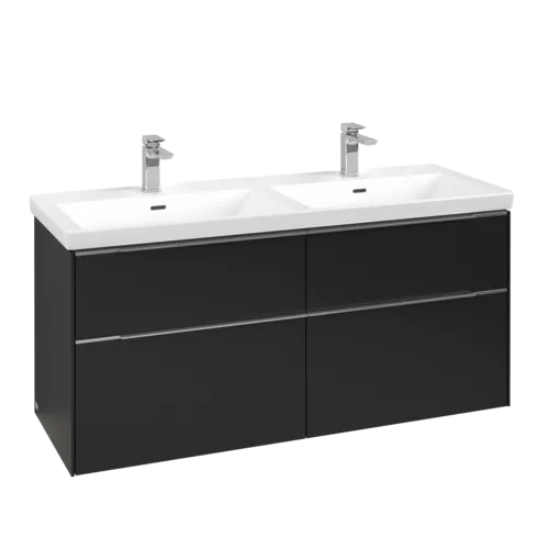 VILLEROY BOCH Subway 3.0 Vanity unit, with lighting, 4 pull-out compartments, 1272 x 576 x 478 mm, Volcano Black #C568L0VL resmi