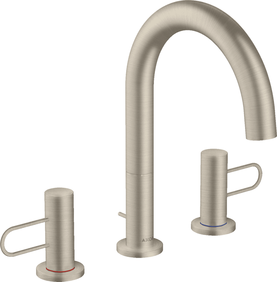 Зображення з  HANSGROHE AXOR Uno 3-hole basin mixer 160 with loop handles and pop-up waste set #38054820 - Brushed Nickel