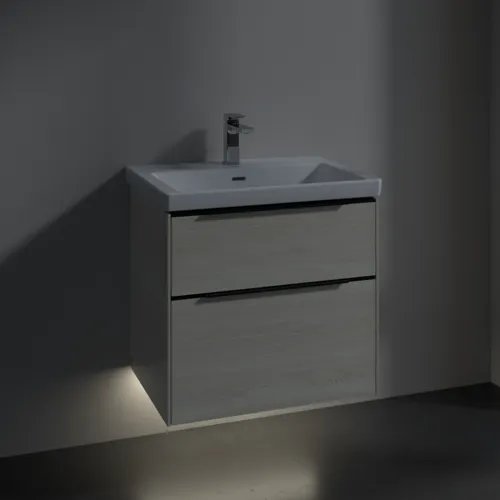 Bild von VILLEROY BOCH Subway 3.0 Waschbeckenunterschrank, mit Beleuchtung, 2 Auszüge, 622 x 576 x 478 mm, White Oak #C576L1AA