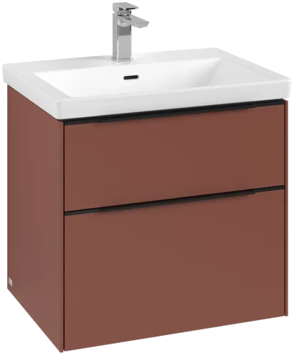 Зображення з  VILLEROY BOCH Subway 3.0 Vanity unit, with lighting, 2 pull-out compartments, 622 x 576 x 478 mm, Wine Red #C576L1AH
