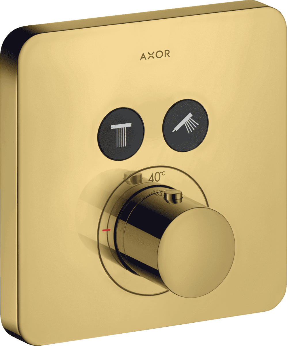 Зображення з  HANSGROHE AXOR ShowerSolutions Thermostat for concealed installation softsquare for 2 functions #36707990 - Polished Gold Optic