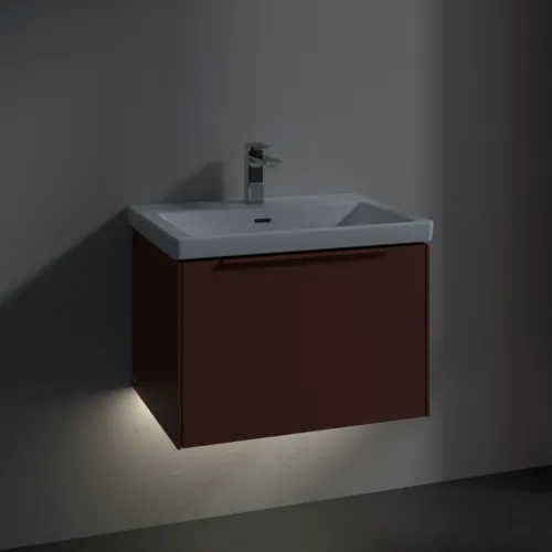 Bild von VILLEROY BOCH Subway 3.0 Waschbeckenunterschrank, mit Beleuchtung, 1 Auszug, 622 x 429 x 478 mm, Wine Red #C575L2AH