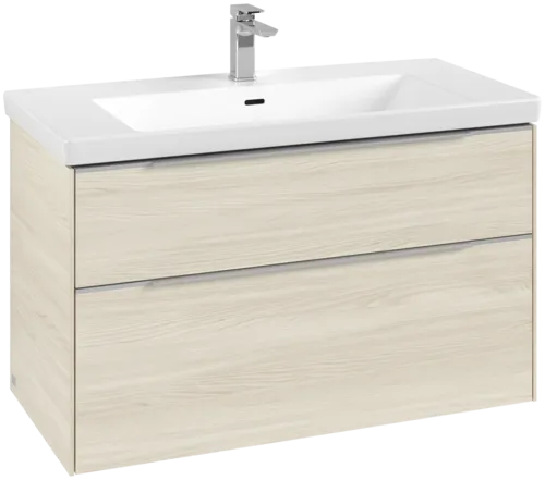 Зображення з  VILLEROY BOCH Subway 3.0 Vanity unit, with lighting, 2 pull-out compartments, 973 x 576 x 478 mm, White Oak #C570L0AA