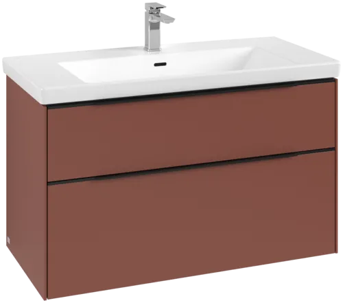 Picture of VILLEROY BOCH Subway 3.0 Vanity unit, with lighting, 2 pull-out compartments, 973 x 576 x 478 mm, Wine Red #C570L1AH