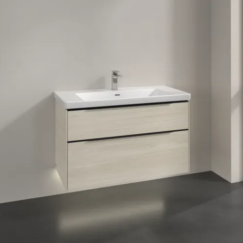 Bild von VILLEROY BOCH Subway 3.0 Waschbeckenunterschrank, mit Beleuchtung, 2 Auszüge, 973 x 576 x 478 mm, White Oak #C570L1AA