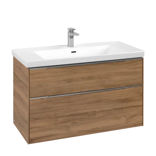 Picture of VILLEROY BOCH Subway 3.0 Vanity unit, 2 pull-out compartments, 973 x 576 x 478 mm, Oak Kansas #C57000RH