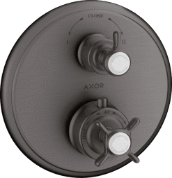 Bild von HANSGROHE AXOR Montreux Thermostat Unterputz mit Kreuzgriff und Ab- und Umstellventil #16820340 - Brushed Black Chrome
