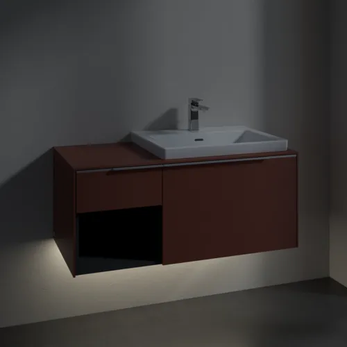 Bild von VILLEROY BOCH Subway 3.0 Waschbeckenunterschrank, mit Beleuchtung, 2 Auszüge, 1001 x 423 x 516 mm, Wine Red / Wine Red #C571L0AH