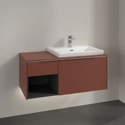 Bild von VILLEROY BOCH Subway 3.0 Waschbeckenunterschrank, mit Beleuchtung, 2 Auszüge, 1001 x 423 x 516 mm, Wine Red / Wine Red #C571L0AH