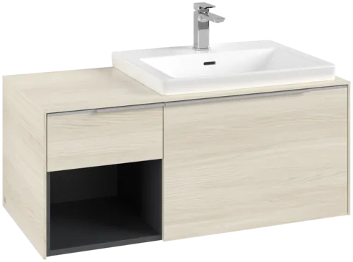 Picture of VILLEROY BOCH Subway 3.0 Vanity unit, with lighting, 2 pull-out compartments, 1001 x 423 x 516 mm, White Oak / White Oak #C571L0AA