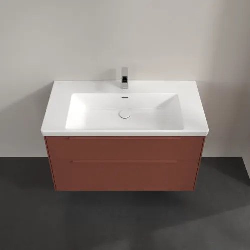 Obrázek VILLEROY BOCH Subway 3.0 Vanity unit, s osvětlením, 2 výsuvy, 973 x 576 x 478 mm, vínově červená #C570L2AH