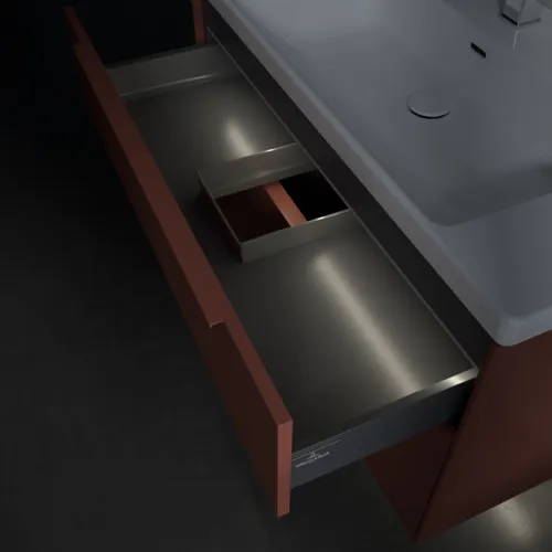 Obrázek VILLEROY BOCH Subway 3.0 Vanity unit, s osvětlením, 2 výsuvy, 973 x 576 x 478 mm, vínově červená #C570L2AH