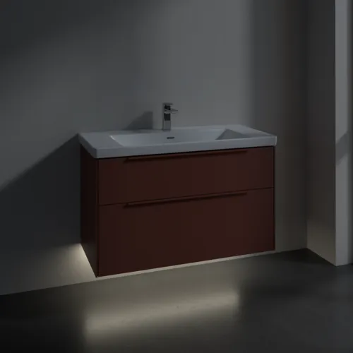 Obrázek VILLEROY BOCH Subway 3.0 Vanity unit, s osvětlením, 2 výsuvy, 973 x 576 x 478 mm, vínově červená #C570L2AH