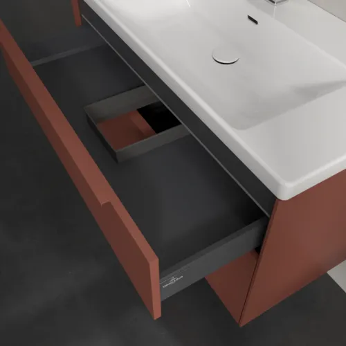 Obrázek VILLEROY BOCH Subway 3.0 Vanity unit, s osvětlením, 2 výsuvy, 973 x 576 x 478 mm, vínově červená #C570L2AH