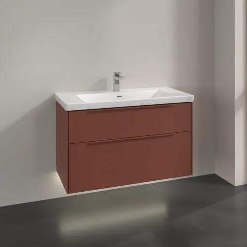Obrázek VILLEROY BOCH Subway 3.0 Vanity unit, s osvětlením, 2 výsuvy, 973 x 576 x 478 mm, vínově červená #C570L2AH