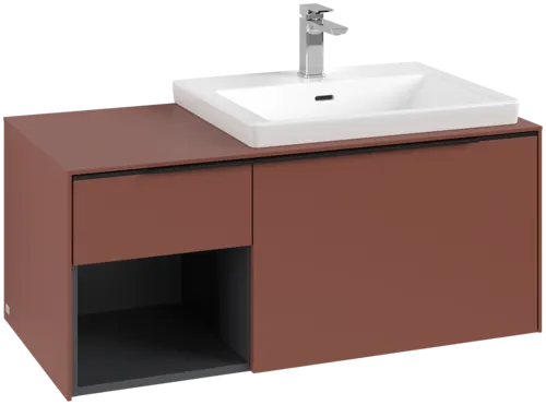 Зображення з  VILLEROY BOCH Subway 3.0 Vanity unit, with lighting, 2 pull-out compartments, 1001 x 423 x 516 mm, Wine Red / Wine Red #C571L1AH