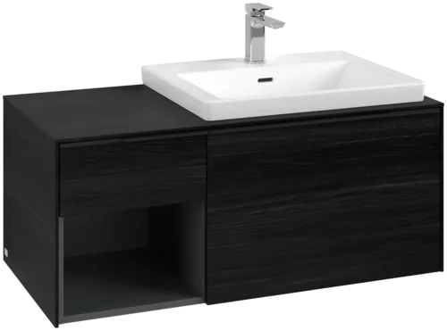 Picture of VILLEROY BOCH Subway 3.0 Vanity unit, with lighting, 2 pull-out compartments, 1001 x 423 x 516 mm, Black Oak / Black Oak #C571L1AB