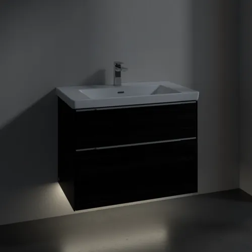Bild von VILLEROY BOCH Subway 3.0 Waschbeckenunterschrank, mit Beleuchtung, 2 Auszüge, 772 x 576 x 478 mm, Black Oak #C574L0AB