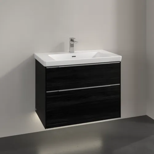 Bild von VILLEROY BOCH Subway 3.0 Waschbeckenunterschrank, mit Beleuchtung, 2 Auszüge, 772 x 576 x 478 mm, Black Oak #C574L0AB