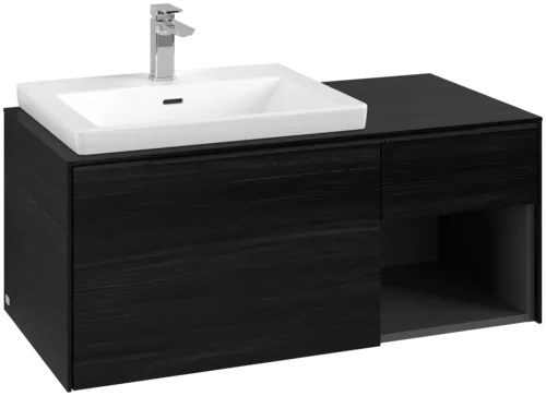 Picture of VILLEROY BOCH Subway 3.0 Vanity unit, with lighting, 2 pull-out compartments, 1001 x 423 x 516 mm, Black Oak / Black Oak #C572L1AB
