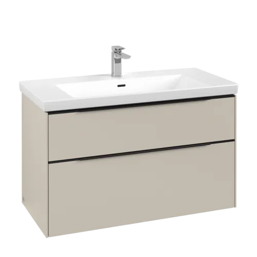 VILLEROY BOCH Subway 3.0 Vanity unit, with lighting, 2 pull-out compartments, 973 x 576 x 478 mm, Cashmere Grey #C570L1VN resmi