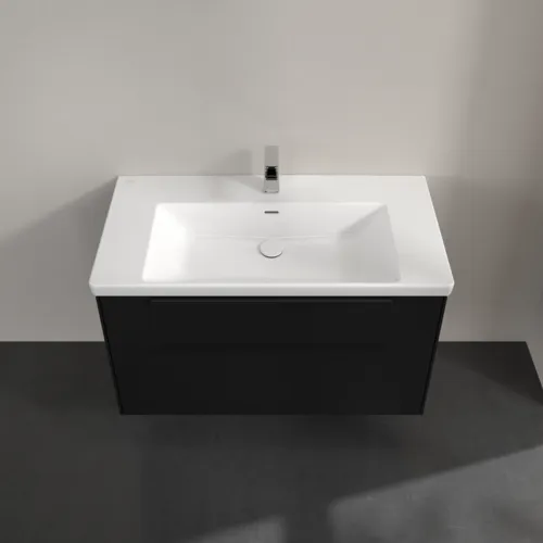 Bild von VILLEROY BOCH Subway 3.0 Waschbeckenunterschrank, mit Beleuchtung, 2 Auszüge, 973 x 576 x 478 mm, Volcano Black #C570L1VL