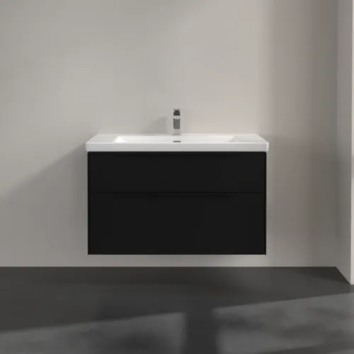 Bild von VILLEROY BOCH Subway 3.0 Waschbeckenunterschrank, mit Beleuchtung, 2 Auszüge, 973 x 576 x 478 mm, Volcano Black #C570L1VL
